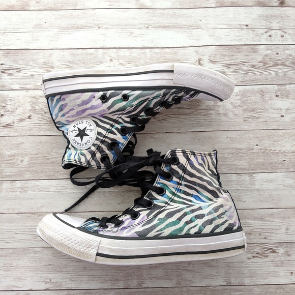 Converse Shoes - Converse zebra print with blue and purple. chucks